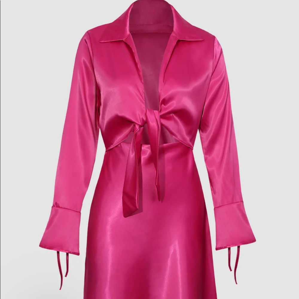 Satin Tie on front mini dress